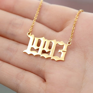 Stainless Steel Year Number Necklaces For Women Men Gold Silver Color Long Chain Male Female Pendant Necklace Fashion Jewelry