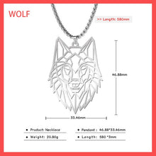 Load image into Gallery viewer, Teamer Wolf Necklace for Men Women Punk Stainless Steel Animal Pendant Necklaces Beer Cat Rabbit Box Chain Amulet Jewelry Gift
