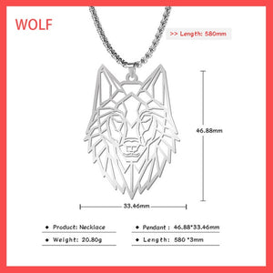 Teamer Wolf Necklace for Men Women Punk Stainless Steel Animal Pendant Necklaces Beer Cat Rabbit Box Chain Amulet Jewelry Gift