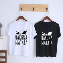 Load image into Gallery viewer, Showtly HAKUNA MATATA Female T Shirt Summer Women 2019 Short Sleeve Print Cartoon Tshirt White Black Cute Harajuku T-shirts
