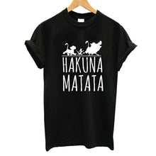 Load image into Gallery viewer, Showtly HAKUNA MATATA Female T Shirt Summer Women 2019 Short Sleeve Print Cartoon Tshirt White Black Cute Harajuku T-shirts
