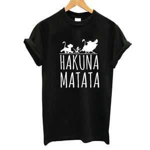 Showtly HAKUNA MATATA Female T Shirt Summer Women 2019 Short Sleeve Print Cartoon Tshirt White Black Cute Harajuku T-shirts