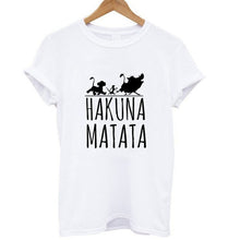 Load image into Gallery viewer, Showtly HAKUNA MATATA Female T Shirt Summer Women 2019 Short Sleeve Print Cartoon Tshirt White Black Cute Harajuku T-shirts
