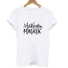 Load image into Gallery viewer, Showtly HAKUNA MATATA Female T Shirt Summer Women 2019 Short Sleeve Print Cartoon Tshirt White Black Cute Harajuku T-shirts
