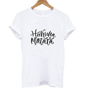Showtly HAKUNA MATATA Female T Shirt Summer Women 2019 Short Sleeve Print Cartoon Tshirt White Black Cute Harajuku T-shirts