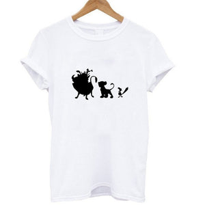 Showtly HAKUNA MATATA Female T Shirt Summer Women 2019 Short Sleeve Print Cartoon Tshirt White Black Cute Harajuku T-shirts