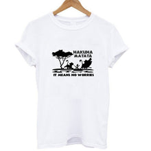 Load image into Gallery viewer, Showtly HAKUNA MATATA Female T Shirt Summer Women 2019 Short Sleeve Print Cartoon Tshirt White Black Cute Harajuku T-shirts
