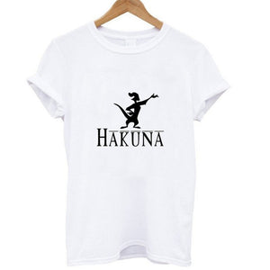 Showtly HAKUNA MATATA Female T Shirt Summer Women 2019 Short Sleeve Print Cartoon Tshirt White Black Cute Harajuku T-shirts