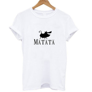 Showtly HAKUNA MATATA Female T Shirt Summer Women 2019 Short Sleeve Print Cartoon Tshirt White Black Cute Harajuku T-shirts