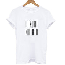 Load image into Gallery viewer, Showtly HAKUNA MATATA Female T Shirt Summer Women 2019 Short Sleeve Print Cartoon Tshirt White Black Cute Harajuku T-shirts
