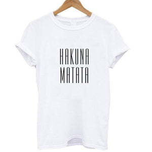 Showtly HAKUNA MATATA Female T Shirt Summer Women 2019 Short Sleeve Print Cartoon Tshirt White Black Cute Harajuku T-shirts