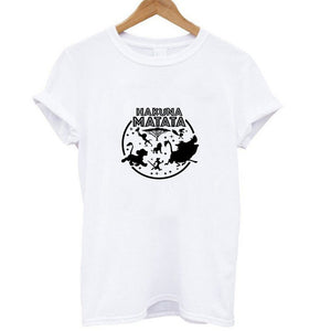 Showtly HAKUNA MATATA Female T Shirt Summer Women 2019 Short Sleeve Print Cartoon Tshirt White Black Cute Harajuku T-shirts