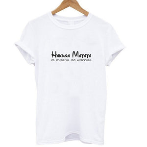 Showtly HAKUNA MATATA Female T Shirt Summer Women 2019 Short Sleeve Print Cartoon Tshirt White Black Cute Harajuku T-shirts