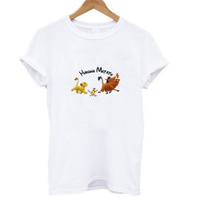 Load image into Gallery viewer, Showtly HAKUNA MATATA Female T Shirt Summer Women 2019 Short Sleeve Print Cartoon Tshirt White Black Cute Harajuku T-shirts
