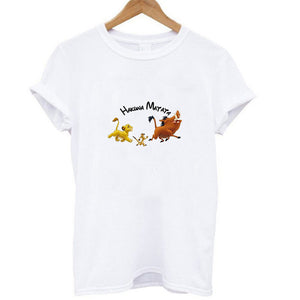 Showtly HAKUNA MATATA Female T Shirt Summer Women 2019 Short Sleeve Print Cartoon Tshirt White Black Cute Harajuku T-shirts
