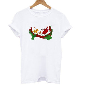 Showtly HAKUNA MATATA Female T Shirt Summer Women 2019 Short Sleeve Print Cartoon Tshirt White Black Cute Harajuku T-shirts