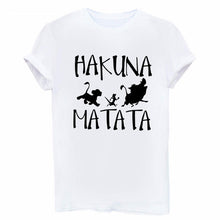 Load image into Gallery viewer, Showtly HAKUNA MATATA Female T Shirt Summer Women 2019 Short Sleeve Print Cartoon Tshirt White Black Cute Harajuku T-shirts
