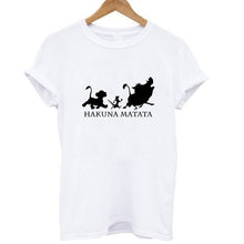Load image into Gallery viewer, Showtly HAKUNA MATATA Female T Shirt Summer Women 2019 Short Sleeve Print Cartoon Tshirt White Black Cute Harajuku T-shirts
