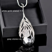 Load image into Gallery viewer, SINLEERY Fashion Waterdrop Shaped Big Pendant Necklace With Blue Cubic Zirconia Jewelry For Women Clothes Accessories MY117 SSB
