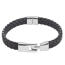Load image into Gallery viewer, High Quality Men Women Leather Wrap Wristband Cuff Magnetic Clasp Bracelet Stainless Steel Buckle Clasp Bracelets Jewelry
