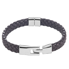 Load image into Gallery viewer, High Quality Men Women Leather Wrap Wristband Cuff Magnetic Clasp Bracelet Stainless Steel Buckle Clasp Bracelets Jewelry
