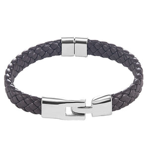 High Quality Men Women Leather Wrap Wristband Cuff Magnetic Clasp Bracelet Stainless Steel Buckle Clasp Bracelets Jewelry