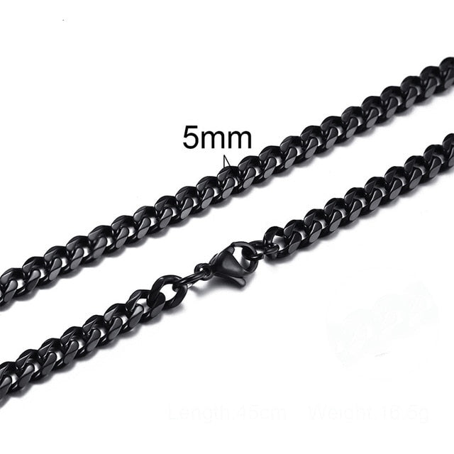 CUBAN LINK 3 TO 7 MM  STAINLESS STEEL NECKLACE FOR MEN CHOKER JEWELRY