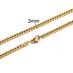 CUBAN LINK 3 TO 7 MM  STAINLESS STEEL NECKLACE FOR MEN CHOKER JEWELRY