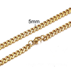 CUBAN LINK 3 TO 7 MM  STAINLESS STEEL NECKLACE FOR MEN CHOKER JEWELRY