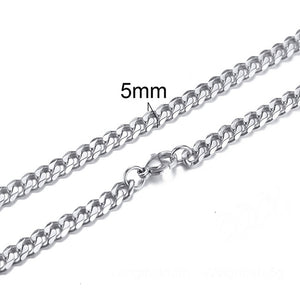 CUBAN LINK 3 TO 7 MM  STAINLESS STEEL NECKLACE FOR MEN CHOKER JEWELRY