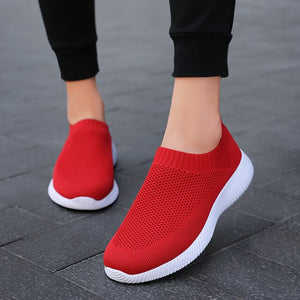 Women Vulcanized Shoes High Quality Women Sneakers Slip On Flats Shoes Women Loafers Plus Size 42 Walking Flat