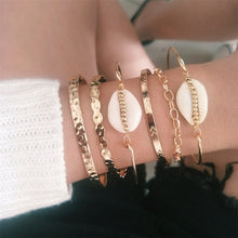 Load image into Gallery viewer, 7 Pcs/set Women Bracelets Boho Retro Shell Moon Star Crystal Beaded Gold Chain Bracelet Set Beach Fashion Bangle Jewelry
