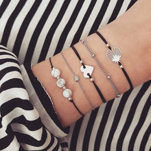 Load image into Gallery viewer, 7 Pcs/set Women Bracelets Boho Retro Shell Moon Star Crystal Beaded Gold Chain Bracelet Set Beach Fashion Bangle Jewelry
