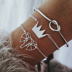 7 Pcs/set Women Bracelets Boho Retro Shell Moon Star Crystal Beaded Gold Chain Bracelet Set Beach Fashion Bangle Jewelry