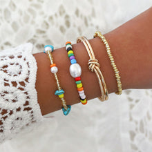 Load image into Gallery viewer, 7 Pcs/set Women Bracelets Boho Retro Shell Moon Star Crystal Beaded Gold Chain Bracelet Set Beach Fashion Bangle Jewelry
