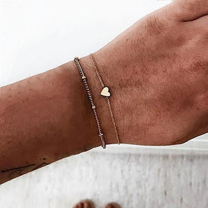 7 Pcs/set Women Bracelets Boho Retro Shell Moon Star Crystal Beaded Gold Chain Bracelet Set Beach Fashion Bangle Jewelry