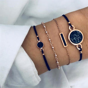 7 Pcs/set Women Bracelets Boho Retro Shell Moon Star Crystal Beaded Gold Chain Bracelet Set Beach Fashion Bangle Jewelry