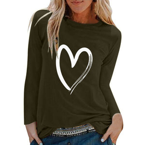 Winter Tshirt Womens Casual Print Shirts O-neck Long Sleeve Top Loose T-shirt 3xl Basic Clothing Camisas De Moda Mujer 2020