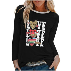 Winter Tshirt Womens Casual Print Shirts O-neck Long Sleeve Top Loose T-shirt 3xl Basic Clothing Camisas De Moda Mujer 2020