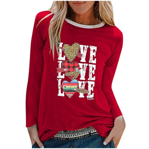Winter Tshirt Womens Casual Print Shirts O-neck Long Sleeve Top Loose T-shirt 3xl Basic Clothing Camisas De Moda Mujer 2020