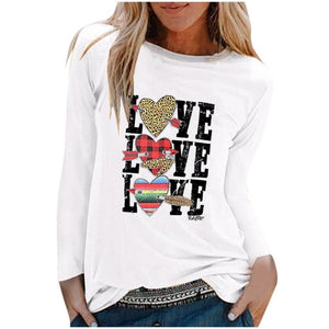 Winter Tshirt Womens Casual Print Shirts O-neck Long Sleeve Top Loose T-shirt 3xl Basic Clothing Camisas De Moda Mujer 2020