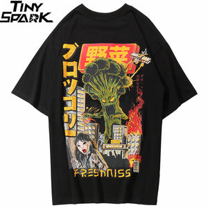 2020 Men Hip Hop T Shirt Japanese Harajuku Cartoon Monster T-Shirt Streetwear Summer Tops Tees Cotton Tshirt Oversized HipHop