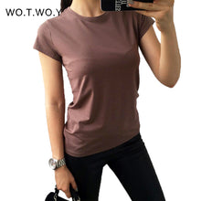 Load image into Gallery viewer, High Quality 18 Color S-3XL Plain T Shirt Women Cotton Elastic Basic T-shirts Female Casual Tops Short Sleeve T-shirt Women 002
