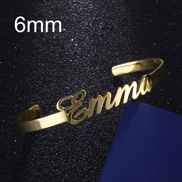 Nextvance Customized Nameplate Name Bracelet Personalized Custom Cuff Bangles  Women Men Rose Gold Stainless Steel Jewelry