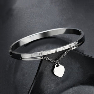 Hot Luxury Rose Gold Stainless Steel Bracelets Bangles Female Heart Wedding Love Brand Charm Bracelet for Women Famous Jewelry