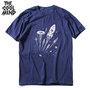COOLMIND short sleeve 100% cotton cool space men T shirt casual summer loost men tshirt cool o-neck t-shirt male men tee shirt