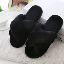 Load image into Gallery viewer, Women Slippers Winter Shoes Flat Sweet Home Slippers Woman Indoor Shoes Fur Warm Soft Slip On Black Pink Grey Female Slipper DE
