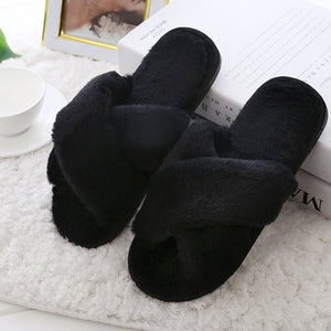 Women Slippers Winter Shoes Flat Sweet Home Slippers Woman Indoor Shoes Fur Warm Soft Slip On Black Pink Grey Female Slipper DE