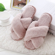 Load image into Gallery viewer, Women Slippers Winter Shoes Flat Sweet Home Slippers Woman Indoor Shoes Fur Warm Soft Slip On Black Pink Grey Female Slipper DE
