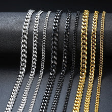 Load image into Gallery viewer, Vnox Basic Punk Stainless Steel Necklace for Men Women Curb Cuban Link Chain Chokers Vintage Black Gold Tone Solid Metal
